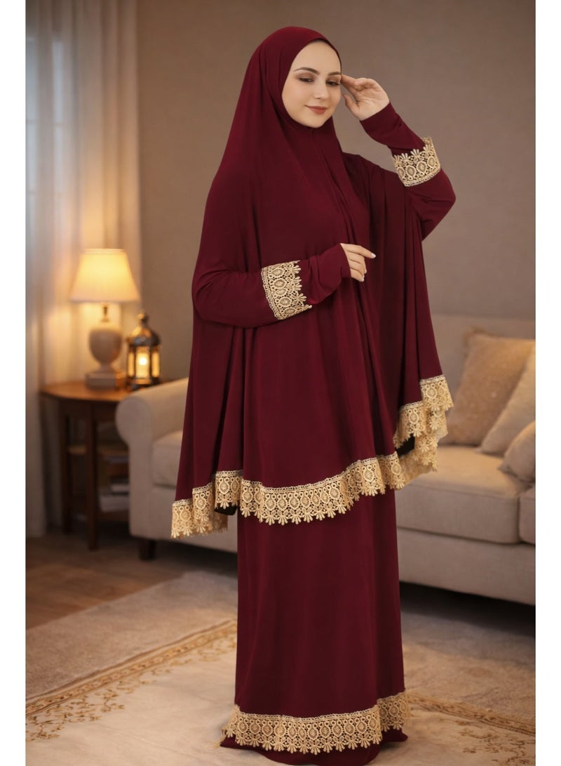 OLUDENIZ Women’s Two-Piece Prayer Dress – Cool Lycra Fabric – Full Modest Coverage – Fits Most Sizes – Turkish Quality – Perfect Gift Option - Image 1